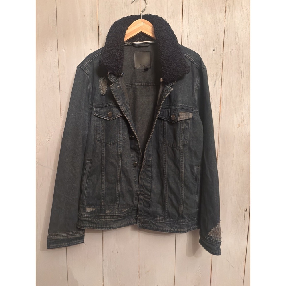 Blank NYC Gray-Black Denim Men's Sherpa Jacket Size L‎
